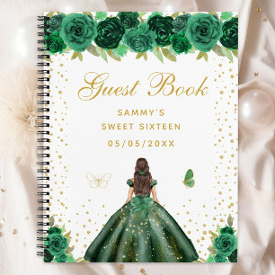 Green Floral Brünett Hair Princess 16 . Geburtstag Notizbuch