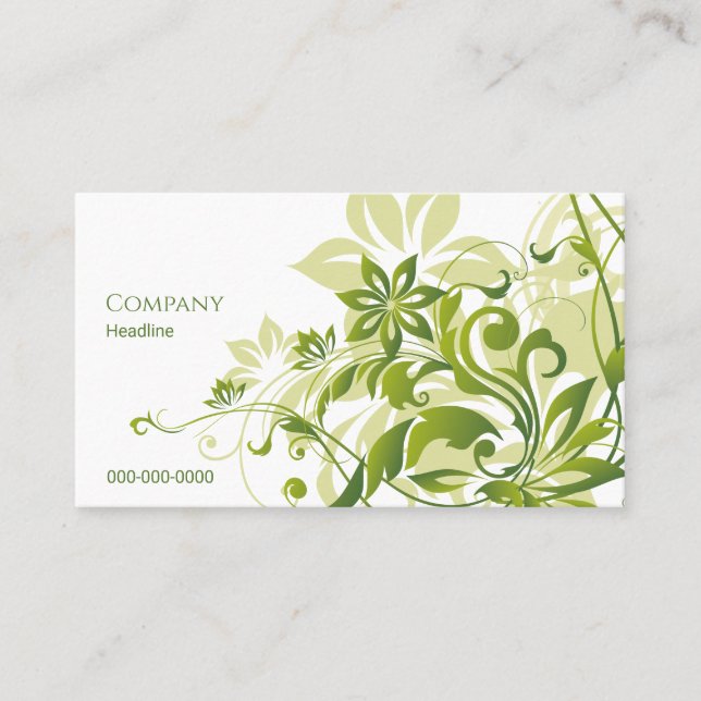Green Floral Business Card Visitenkarte (Vorderseite)