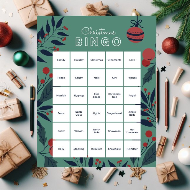 Green Floral Christmas Bingo Jigsaw Puzzle (Von Creator hochgeladen)