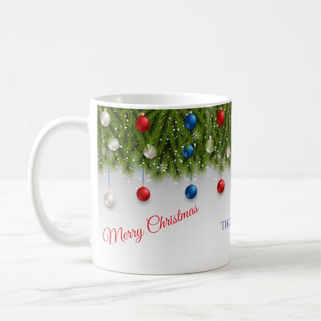 Green Floral Christmas Wreat Elegant Holiday Kaffeetasse (Links)