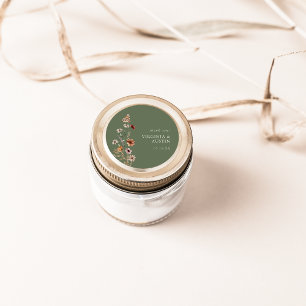 Green Floral Classic Round Aufkleber