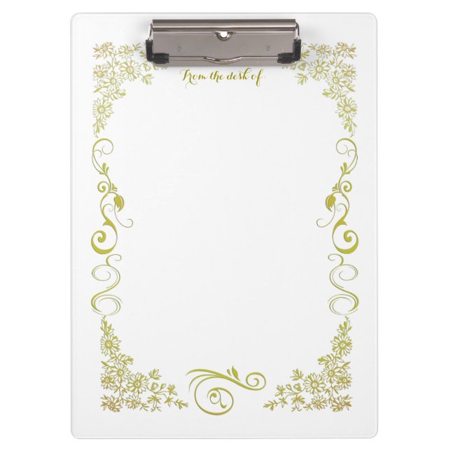 Green Floral Clipboard Klemmbrett (Vorderseite)