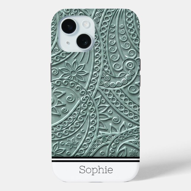Green Floral Damask Custom Samsung Case-Mate iPhone Hülle (Rückseite)