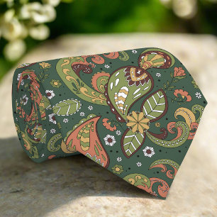 Green Floral Danmask Abstrakte Blume Kunst Krawatte