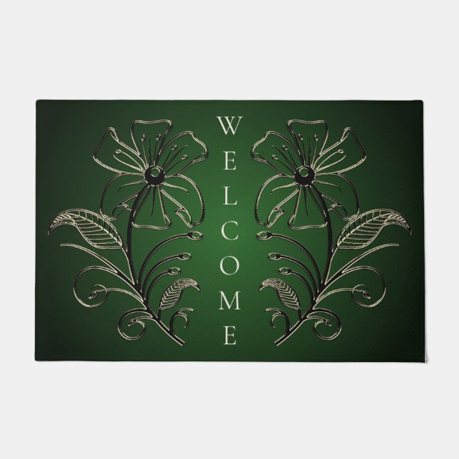 Green Floral Doormat Fußmatte (Vorderseite)