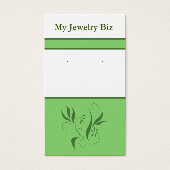 Green Floral Earring Cards (Vorderseite)