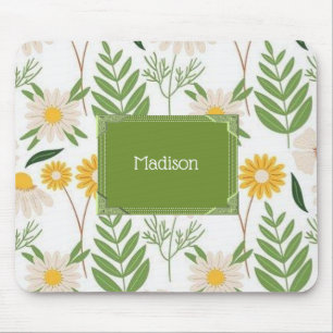 Green Floral Flowers Mouse Pad! Mousepad
