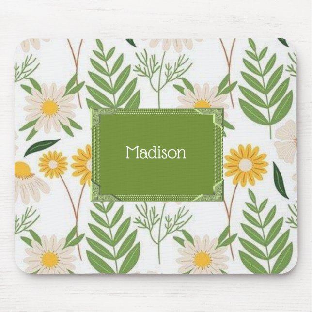 Green Floral Flowers Mouse Pad! Mousepad (Vorne)