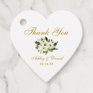 Green Floral Gold Hochzeit Vielen Dank Herz Geschenkanhänger
