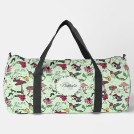 Green Floral Hummingbird Nature Sports Fitness Bag Duffle Bag
