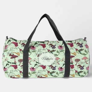 Green Floral Hummingbird Nature Sports Fitness Bag Duffle Bag
