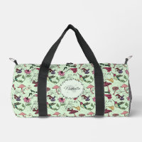 Green Floral Hummingbird Nature Sports Workout Bag