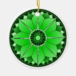 Green Floral Lotus New Age Spiritual Mandala Keramik Ornament