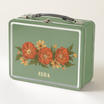 Green floral Lunchbox
