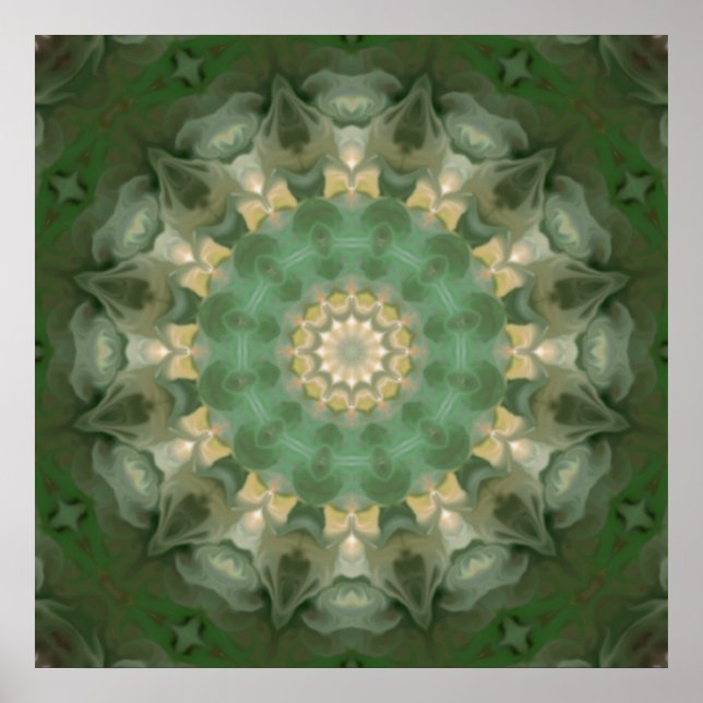 Green Floral Medallion Kaleidoskop Poster (Vorne)