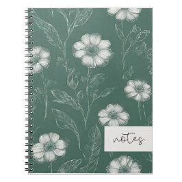 Green Floral Notebook Notizblock