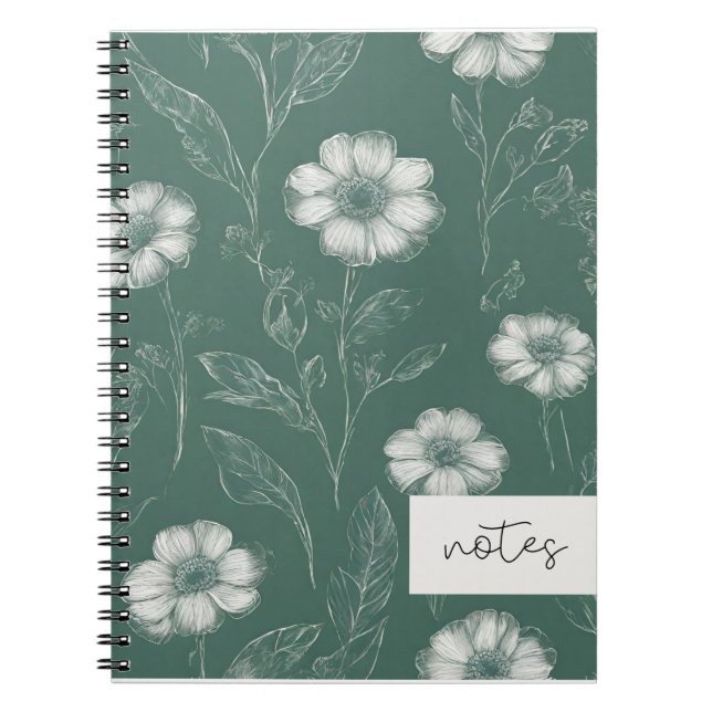 Green Floral Notebook Notizblock (Vorderseite)