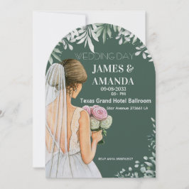 Green Floral On Budget Wedding  Einladung