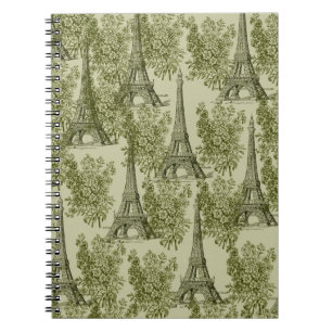 Green Floral Paris Eiffel Tower Notizblock