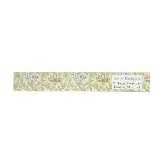 Green floral pattern classic wedding Address Label (Person)