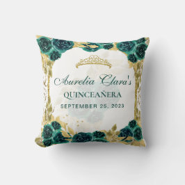 Green Floral Princess Gold Arch Quinceanera Kissen