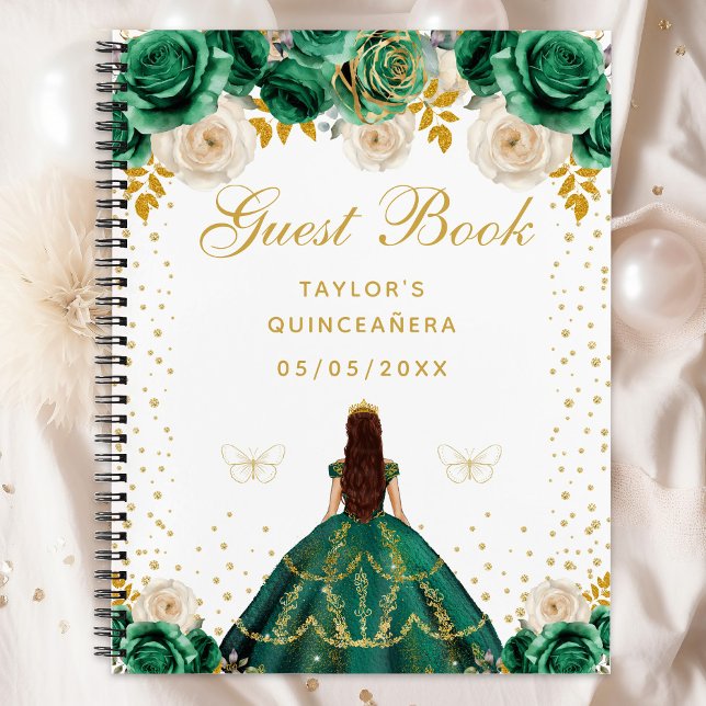 Green Floral Princess Quinceañera Notizbuch (Von Creator hochgeladen)