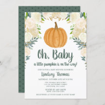 Green Floral Pumpkin Fall Baby Shower