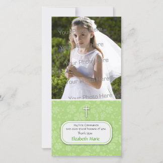 Green Floral Religious Foto Card Dankeskarte