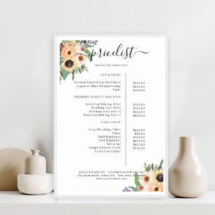 Green Floral Salon Preisliste Poster
