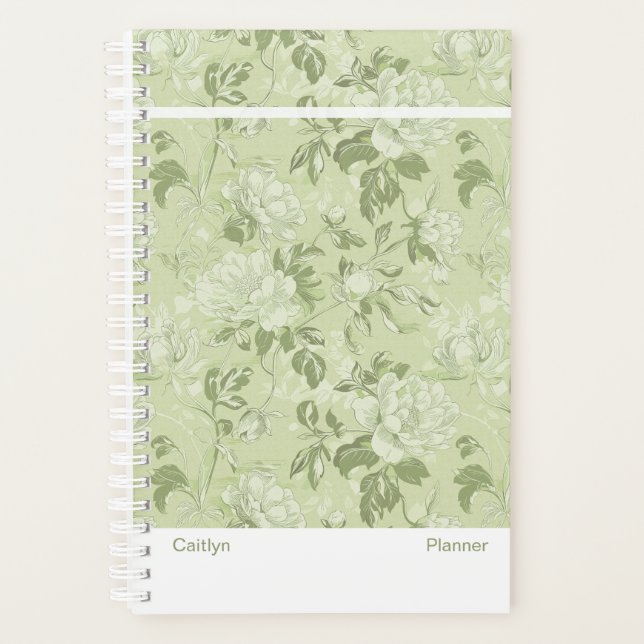 Green Floral Small Planner Planer (Vorderseite)