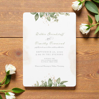 Green Floral Watercolor Frame Wedding Invitation Einladung
