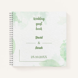 Green Floral Watercolor Personalisiert Hochzeitsga Notizbuch