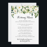 Green Floral Wedding Kissing Menu Game Card<br><div class="desc">Diese Karte mit Blumenzwiebeln ist ideal für einen rustikalen Hochzeitsempfang. Das Design besticht durch elegante,  weiße,  Aquarellbäume mit grünem Blattwerk.</div>