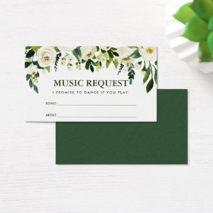 Green Floral Wedding Music Song Request Card G