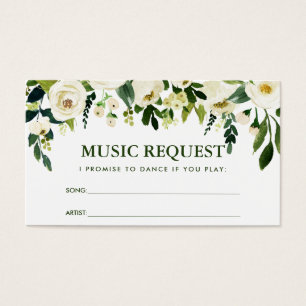 Green Floral Wedding Music Song Request Card GT