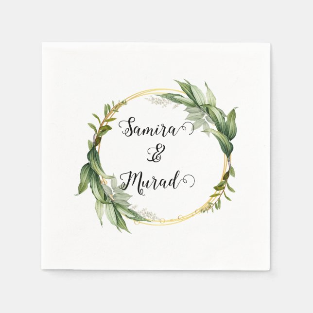 Green Floral Wedding Napkins Serviette (Vorderseite)