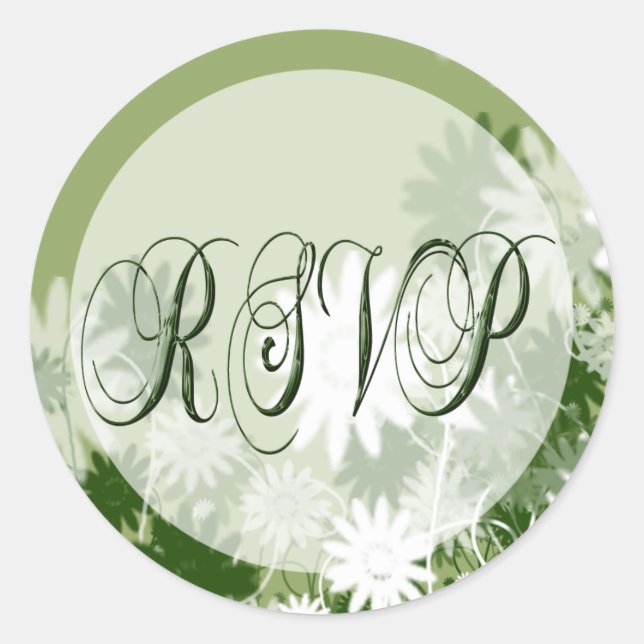 Green Floral Wedding RSVP Siegel Runder Aufkleber (Vorderseite)