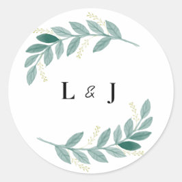 Green Floral Wedding Sticker