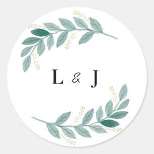Green Floral Wedding Sticker