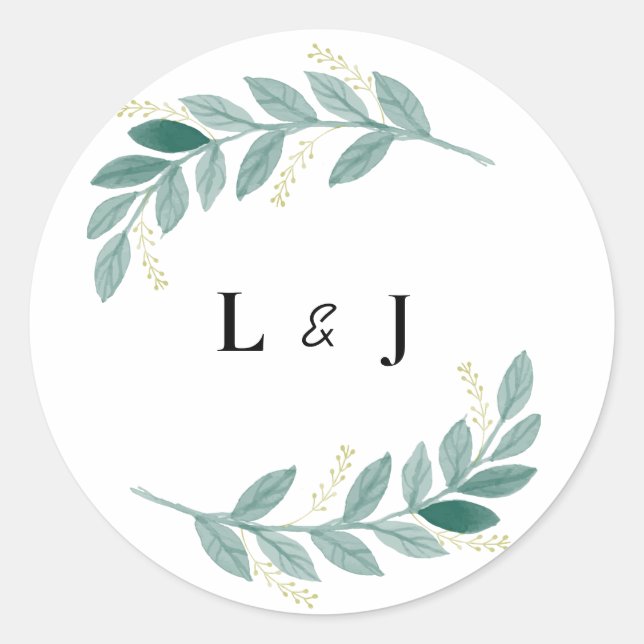 Green Floral Wedding Sticker (Vorderseite)