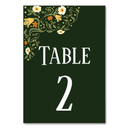 Green Floral Wedding Table Card Tischnummer