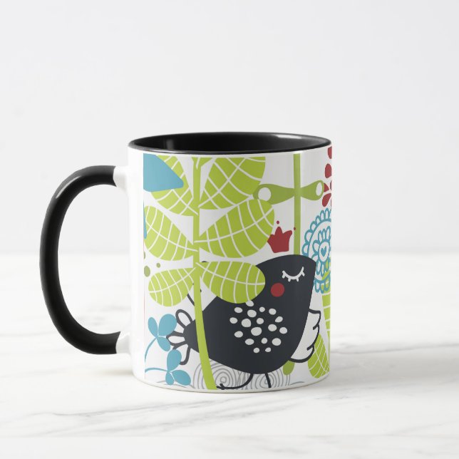 green florest and balck bird Mug Tasse (Links)