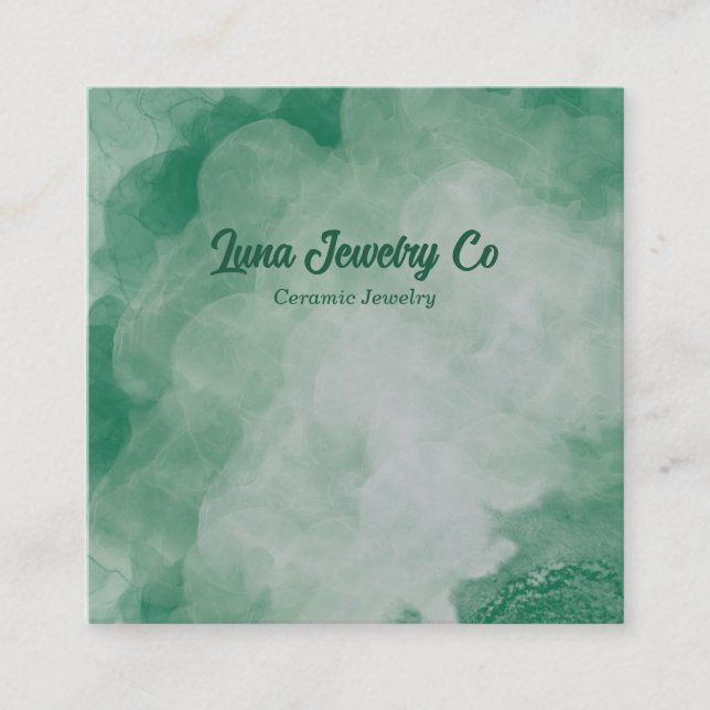 Green Flower Burst Jewelry Craft Business Card Quadratische Visitenkarte (Vorderseite)
