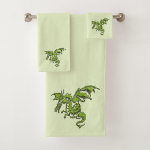 Green Flying Dragon Badhandtuch Set