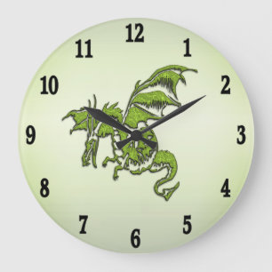 Green Flying Dragon Große Wanduhr
