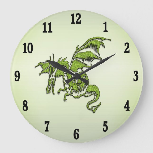 Green Flying Dragon Große Wanduhr (Vorderseite)