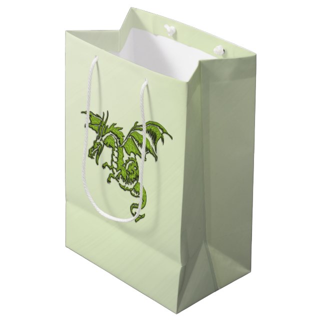 Green Flying Dragon Mittlere Geschenktüte (Vorderseite Schrägansicht)