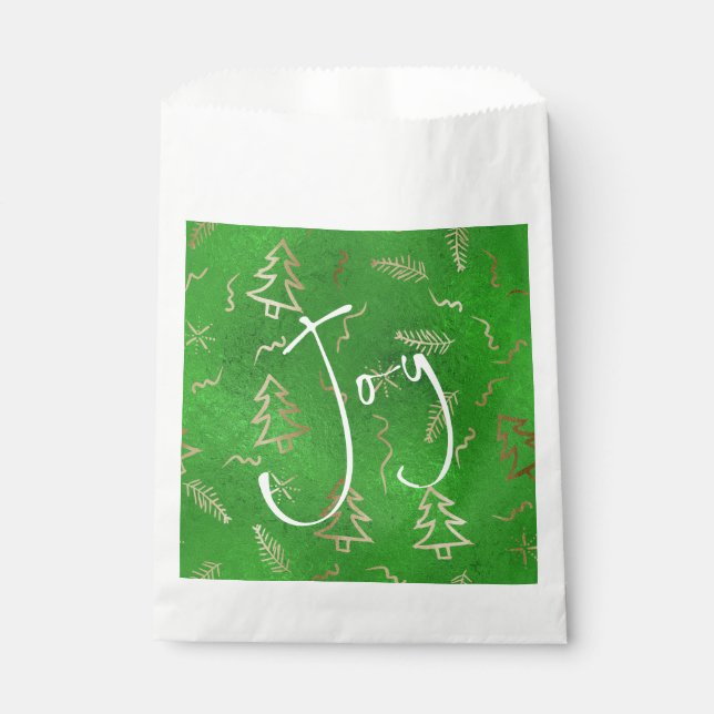 Green Foil Gold Doodles Holiday Joy Fevor Bags Geschenktütchen (Vorderseite)