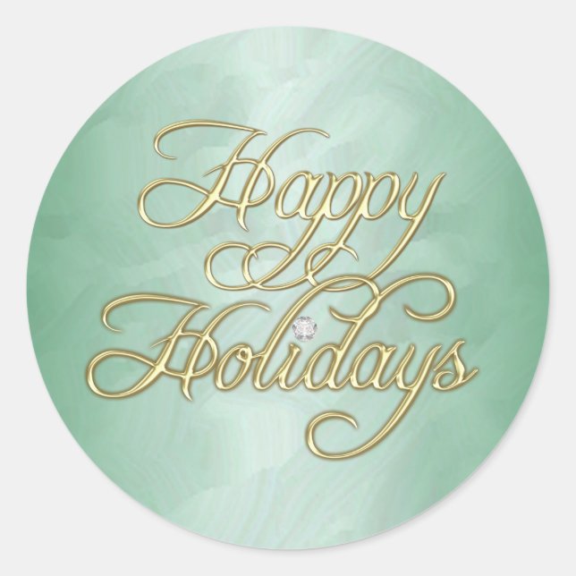 Green Foil Happy Holidays Diamond Aufkleber (Vorderseite)