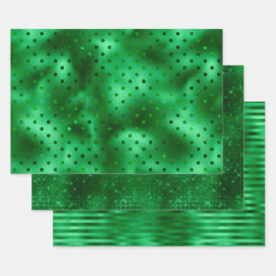 Green Foil Polka Dot Geschenkpapier Set